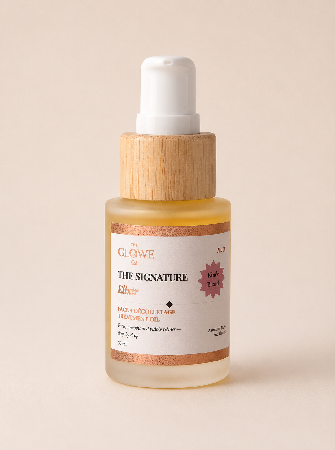 No. 05 The Signature Elixir – neck and décolletage treatment oil with Bakuchiol, CoQ10 and Prickly Pear, Australian-made by The Glowe Co