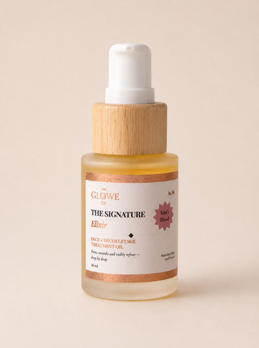 No. 05 The Signature Elixir – neck and décolletage treatment oil with Bakuchiol, CoQ10 and Prickly Pear, Australian-made by The Glowe Co
